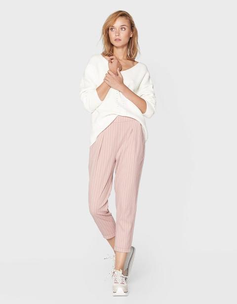 Pantaloni Carrot Jacquard Rosa Carne