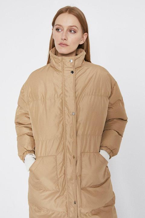 maxi funnel neck padded coat