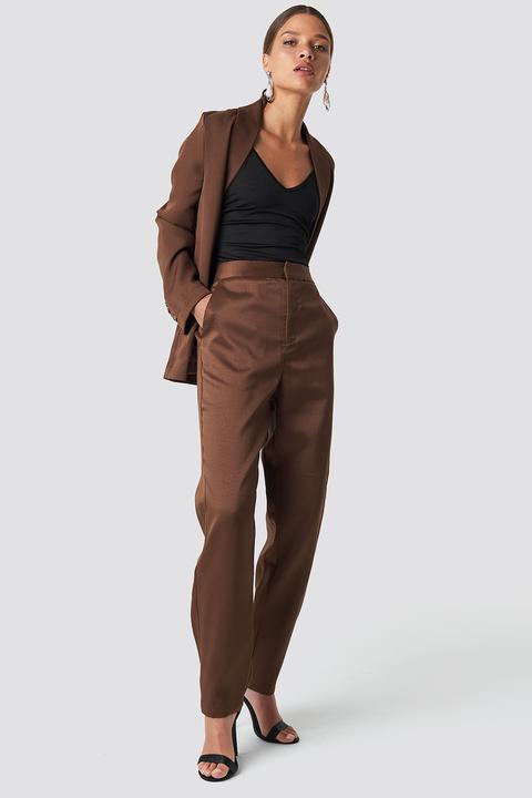 Na-kd Classic Fitted Suit Pants - Brown