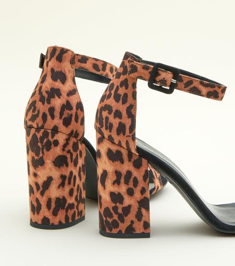 leopard print block heel sandals