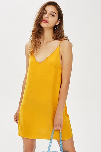 Mini-trägerkleid Mit Muschelrand - Senf
