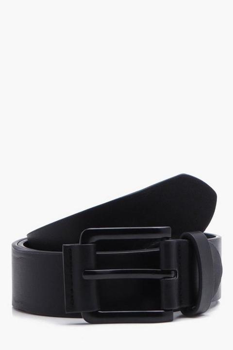 Black Pu Belt With Matte Black Buckle