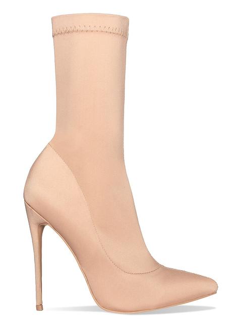 Jadah Nude Lycra Pointed Toe Ankle Boots