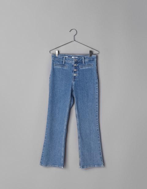 Jeans Kick Flare High Rise Con Botones