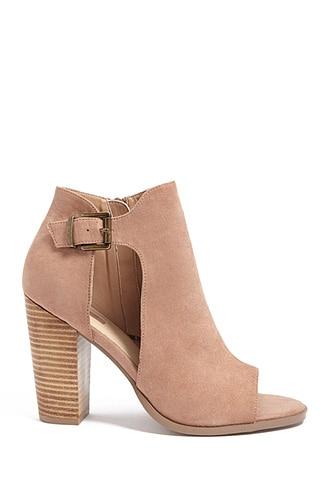 Faux suede clearance peep toe booties