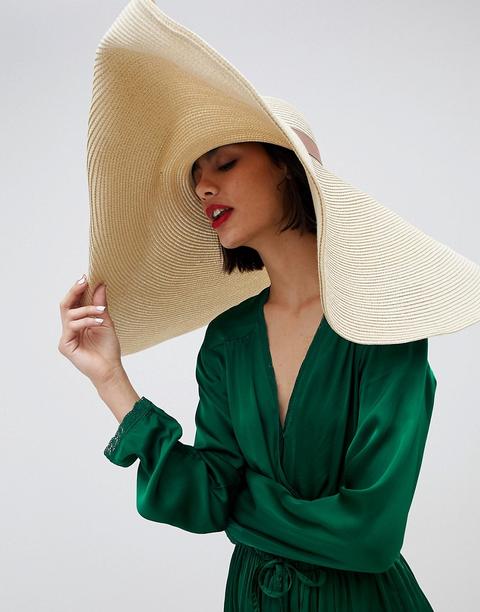 Sombrero De Paja Con Ala Vuelta Extragrande En La Parte Posterior De Asos Design-marrón