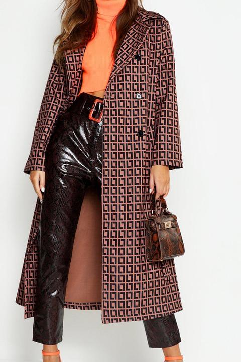 Womens Faux Snake Mini Lock Grab Bag - Brown