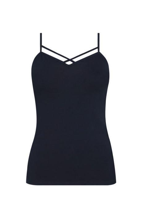 Top Basico Blu Con Incroci