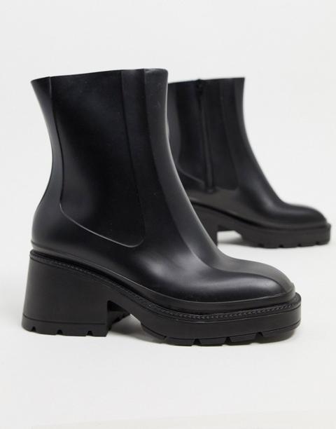 Asos Design - Grounded - Bottes De Pluie À Talon - Noir