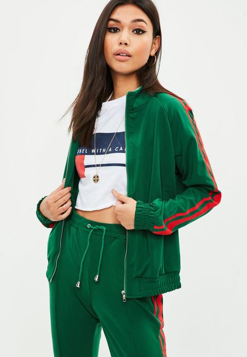 Green Stripes Tracksuit Top, Green