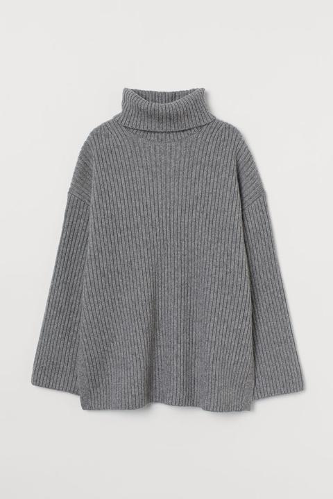 Jersey De Canalé Cuello Alto - Gris