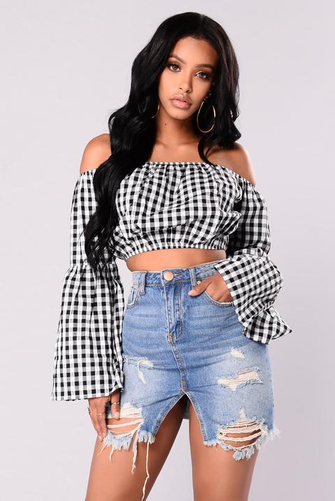 Cara Gingham Top - Black/white