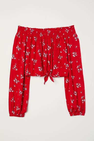 H & M - Top Hombro Descubierto - Rojo