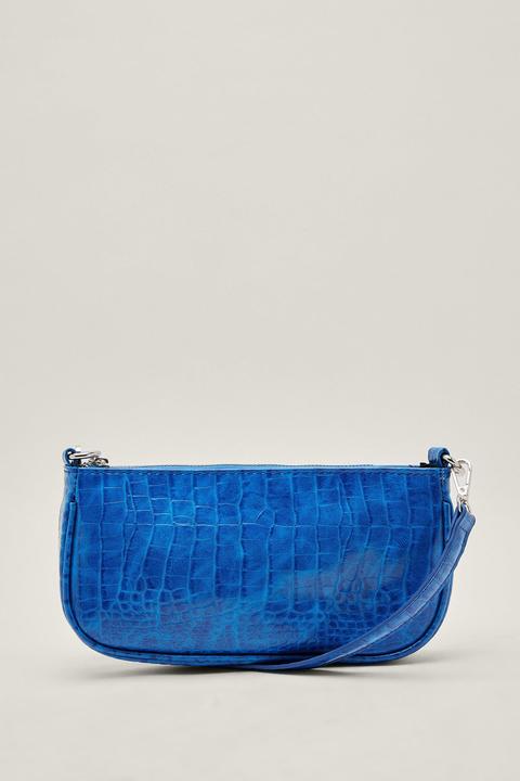 Womens Want Croc Embossed Structured Shoulder Bag