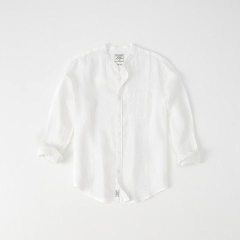 Banded Collar Linen Shirt