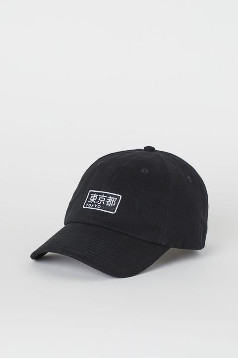 H & M - Gorra Con Bordado - Negro