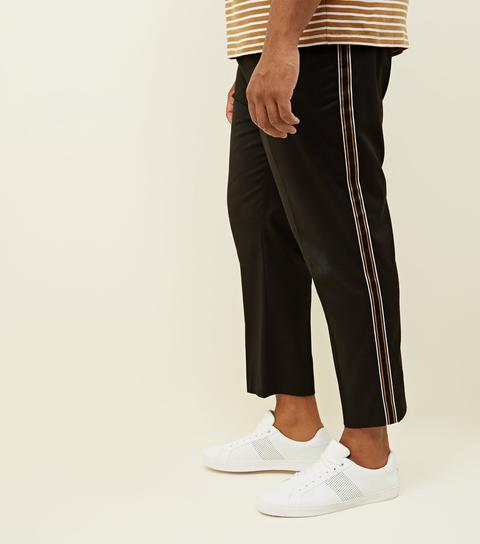 Black Pull On Side Stripe Trousers 