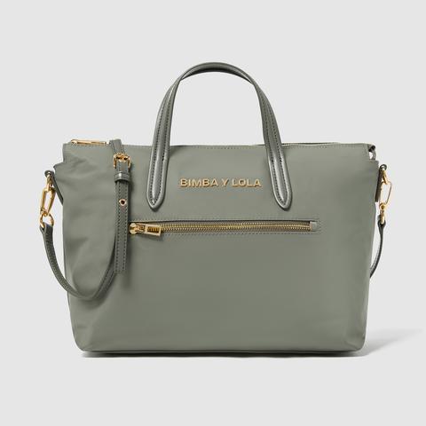 Bolso Shopper Mediano Bolsillo Caqui