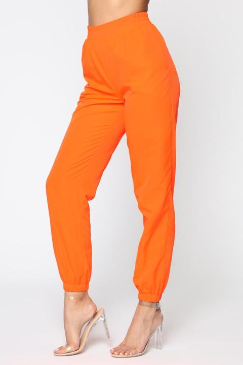 neon orange joggers