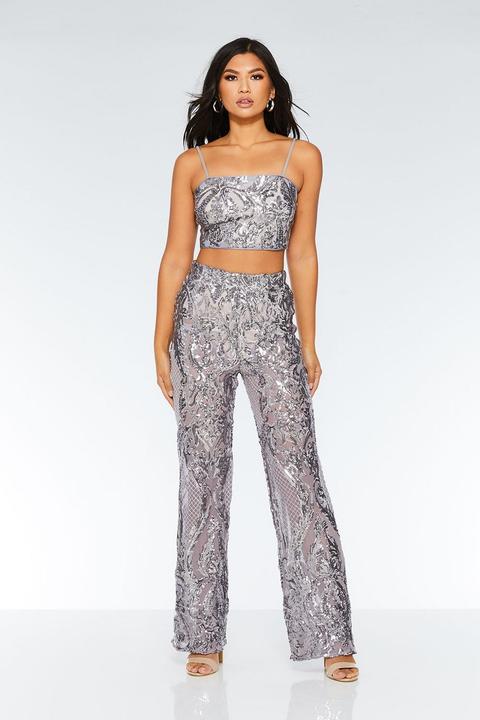 Mauve Sequin Palazzo Trousers