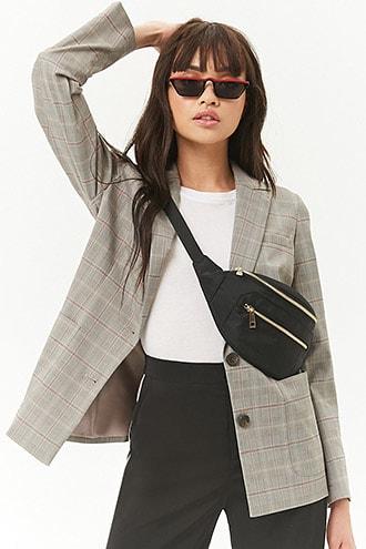 Plaid Patch Pocket Blazer At Forever 21 , Black/beige