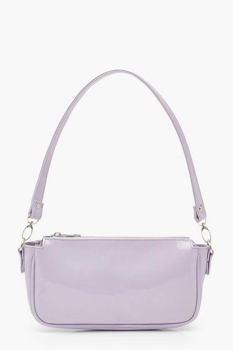 Womens Patent Shoulder Bag - Purple - One Size, Purple