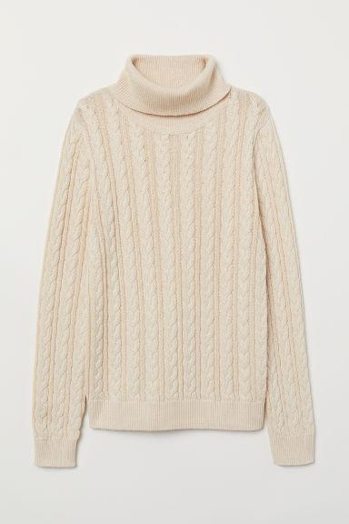 H & M - Dolcevita In Maglia A Coste - Beige