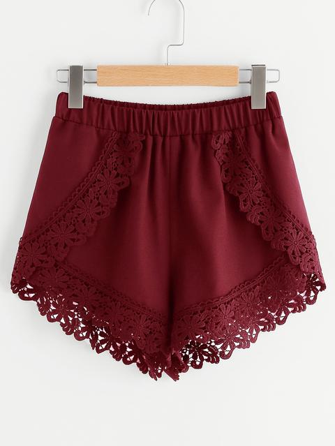 Pantaloncini Con Bordo In Pizzo Floreale