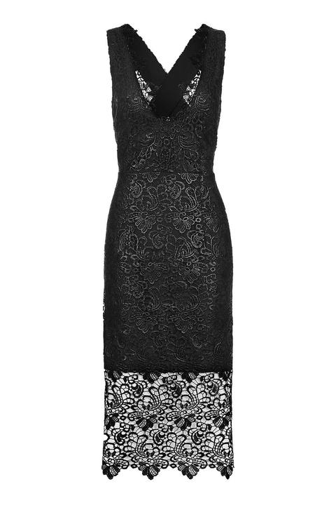 Petite Lace Plunge Midi Dress