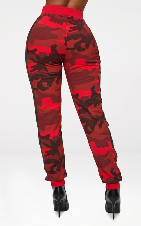 red camouflage joggers