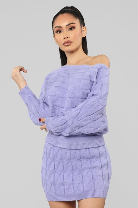 Call You Up Cable Knit Set - Lavender