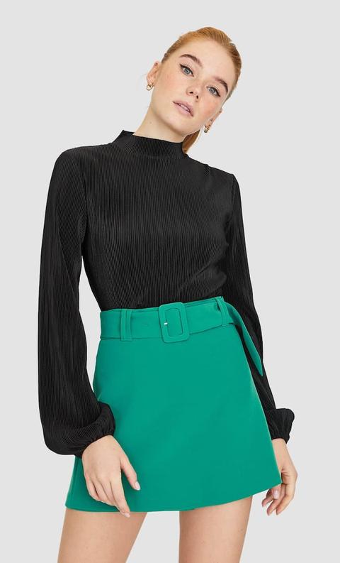 Stradivarius Jupe-short Boucle Recouverte Femme Vert 34
