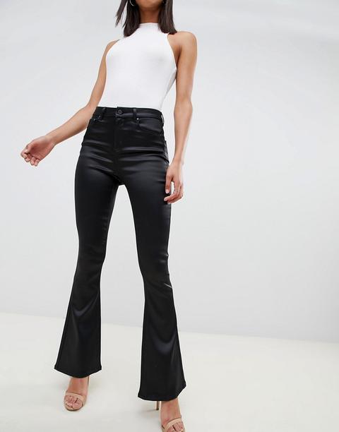 Asos Design Bell Flare In High Shine Stretch Satine