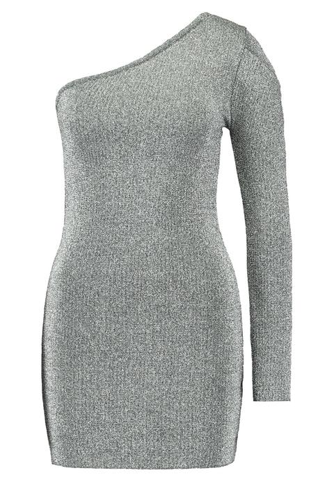 Topshop One Shoulder Dress Tubino Silver