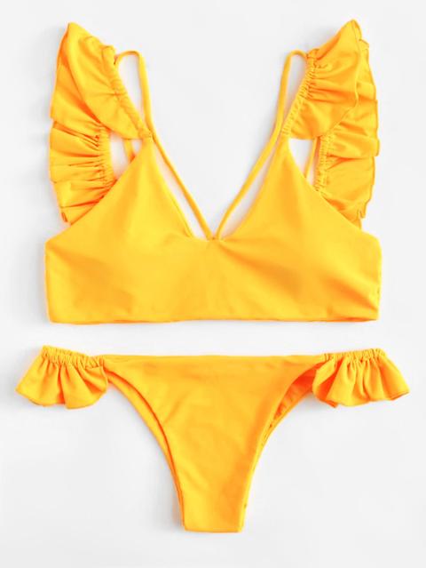 Set De Bikini Fruncido Con Diseño Harness