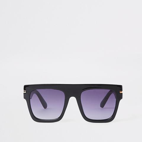 Black Oversized Smoke Lens Sunglasses