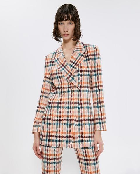 Sfera - Blazer Cruzada De Mujer De Cuadros
