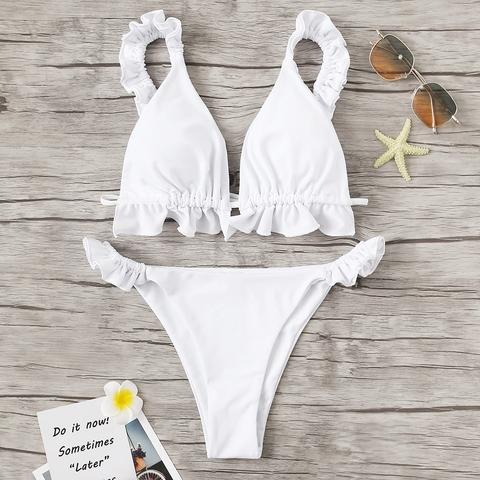 Conjunto De Bikini De Top Con Fruncido Y Tanga