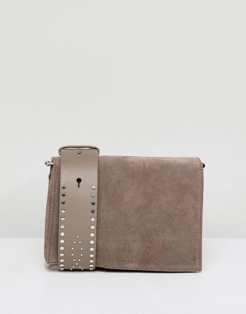 Allsaints - Borsa Con Tracolla Stile Western Scamosciata - Marrone