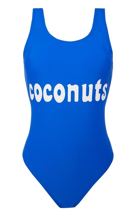 Blue Slogan Swimsuit