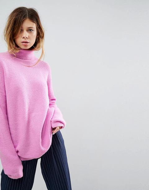 Asos - Maglione In Soffice Filato Dolcevita - Rosa