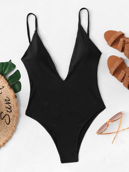 Plain One Pieces & Monokinis Nero Costume Da Bagno