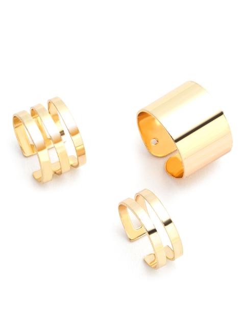 Conjunto De Anillos Huecos 3pcs - Dorado