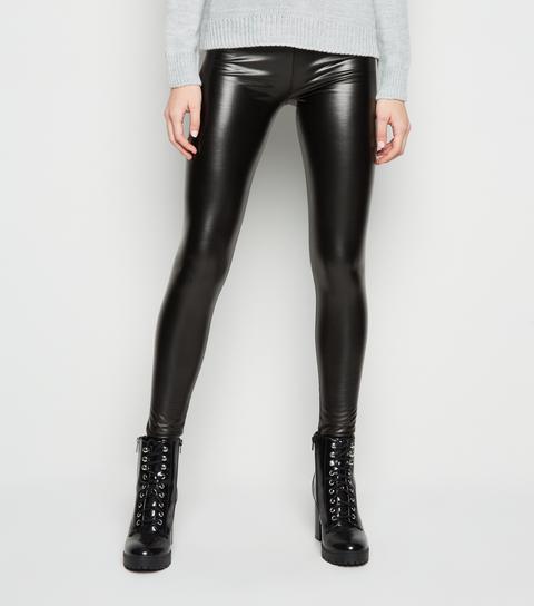 Black Leather-look Leggings New Look from NEW LOOK on 21 Buttons