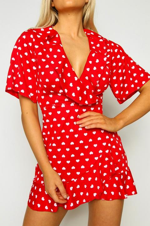 red wrap tea dress