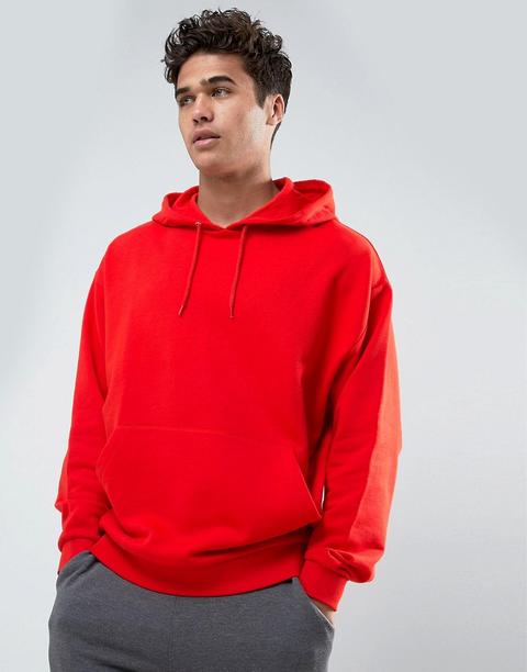 Asos - Felpa Oversize Rossa Con Cappuccio - Rosso