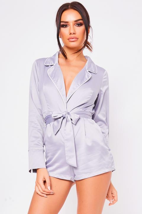 Amy Grey Belted Playsuit