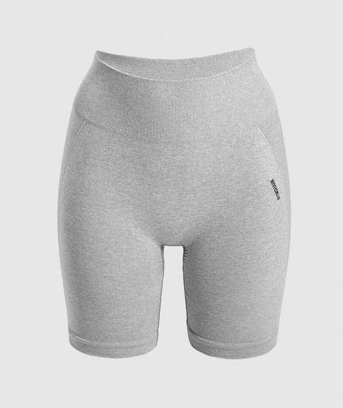 Gymshark Flex Cycling Shorts - Light Grey Marl/black