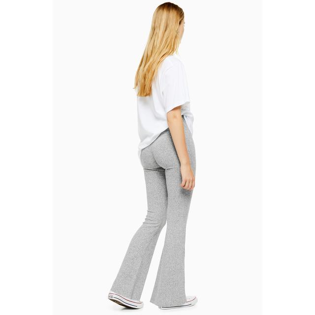 Womens Petite Grey Ribbed Marled Flare 