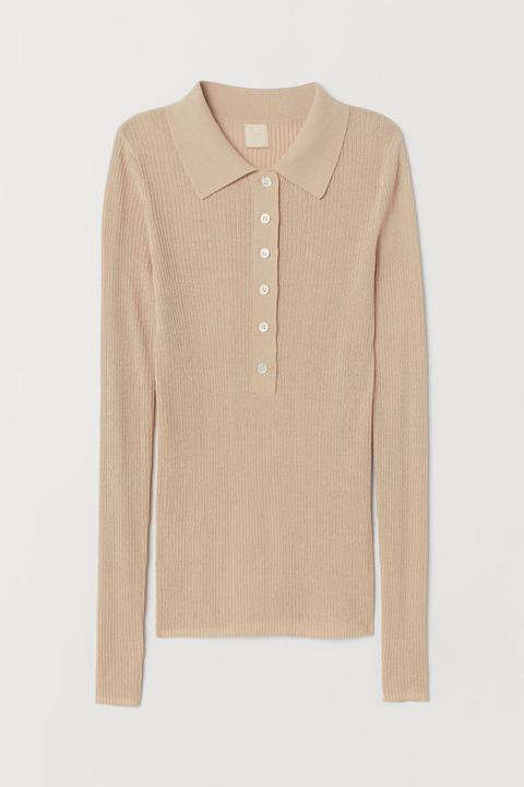 H & M - Top Con Colletto - Marrone